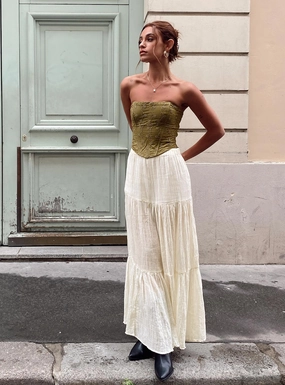Gilchrist Low Rise Maxi Skirt Ivory High Street Chic