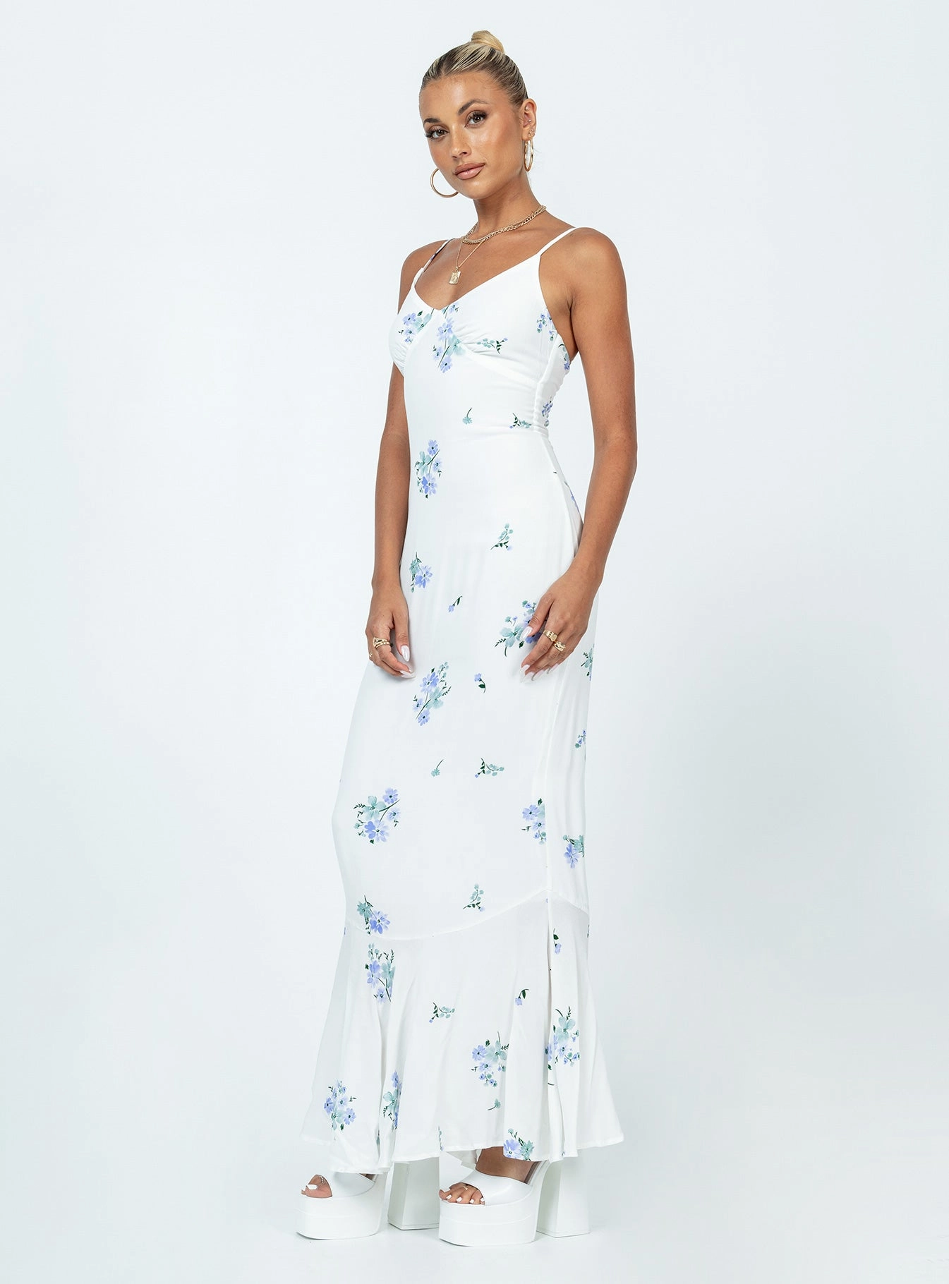 Practical work-to-play piece Sing Along Maxi Dress White / Blue
