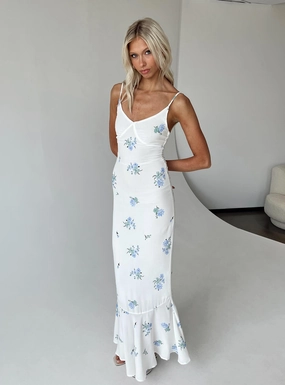 Sharp Look Sing Along Maxi Dress White / Blue Tall