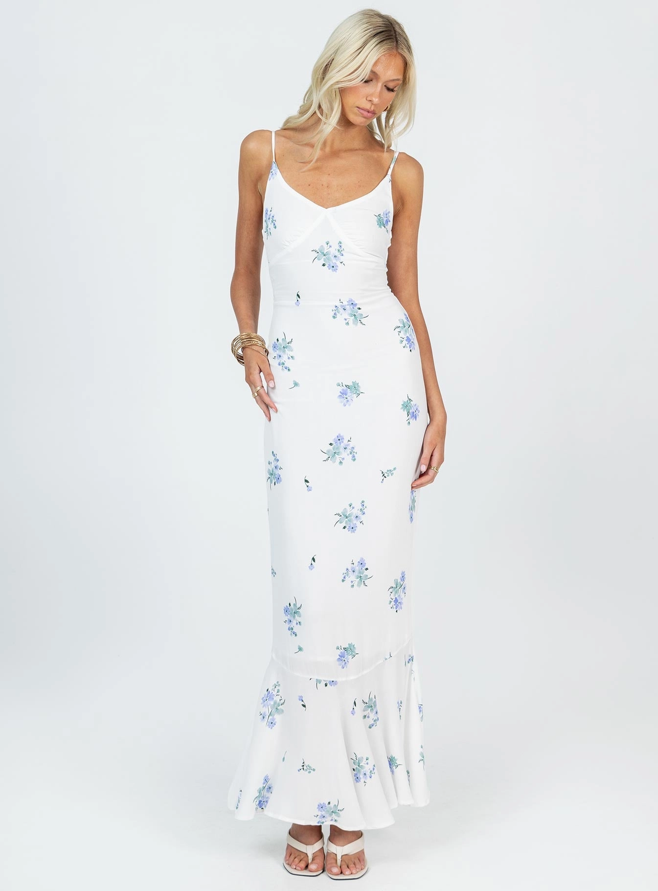 Sing Along Maxi Dress White / Blue Tall Breath Soft
