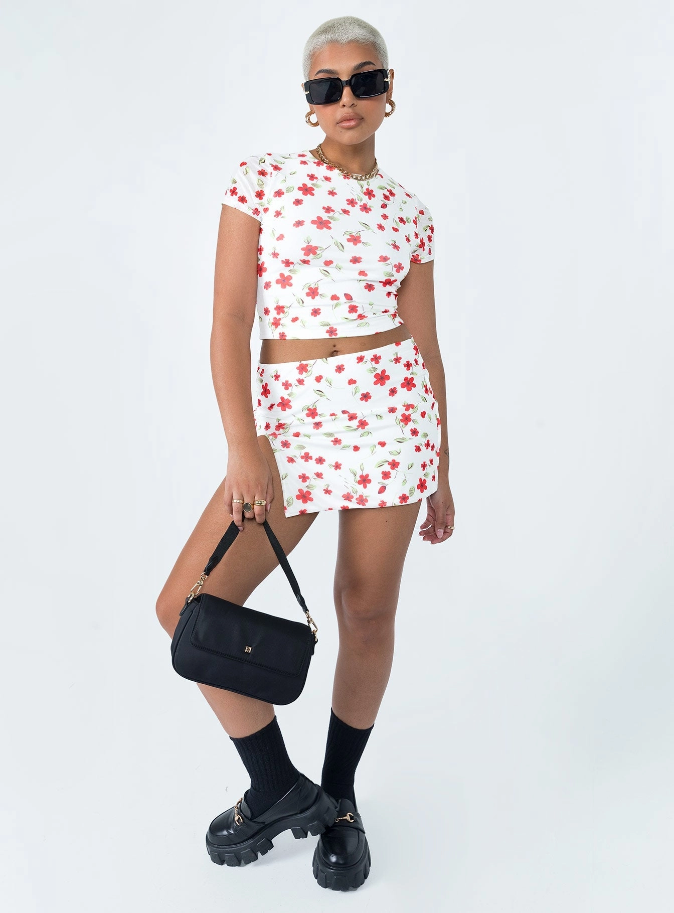Everyday Vibe Comfy Look Bold Move Mini Skirt White Floral