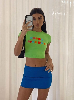 Season To Season Karley Low Waist Mini Skirt Blue