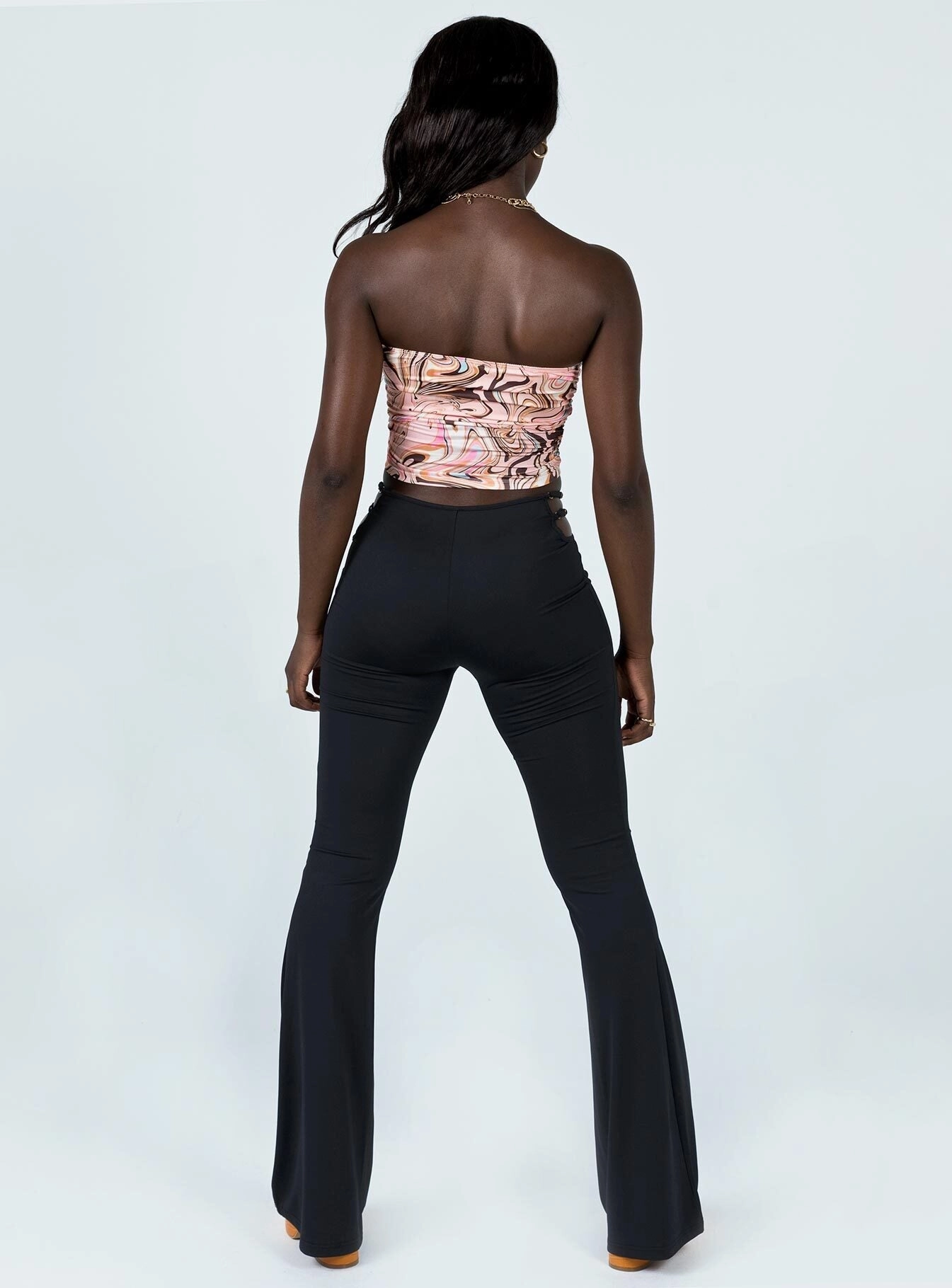 Jess Cut Out Pants Black Flexible Waist Versatile Layer