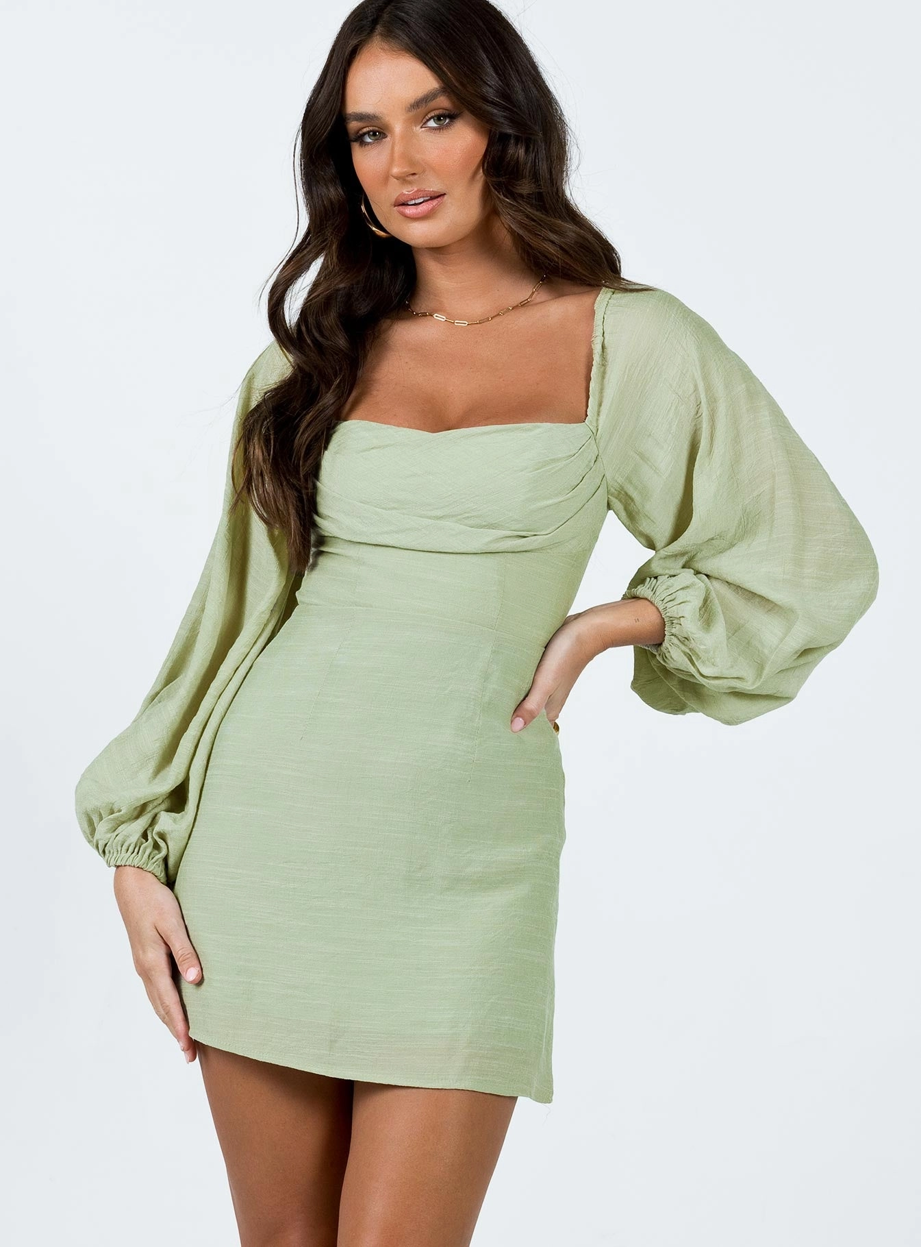 Warra Mini Dress Sage Luxe Look