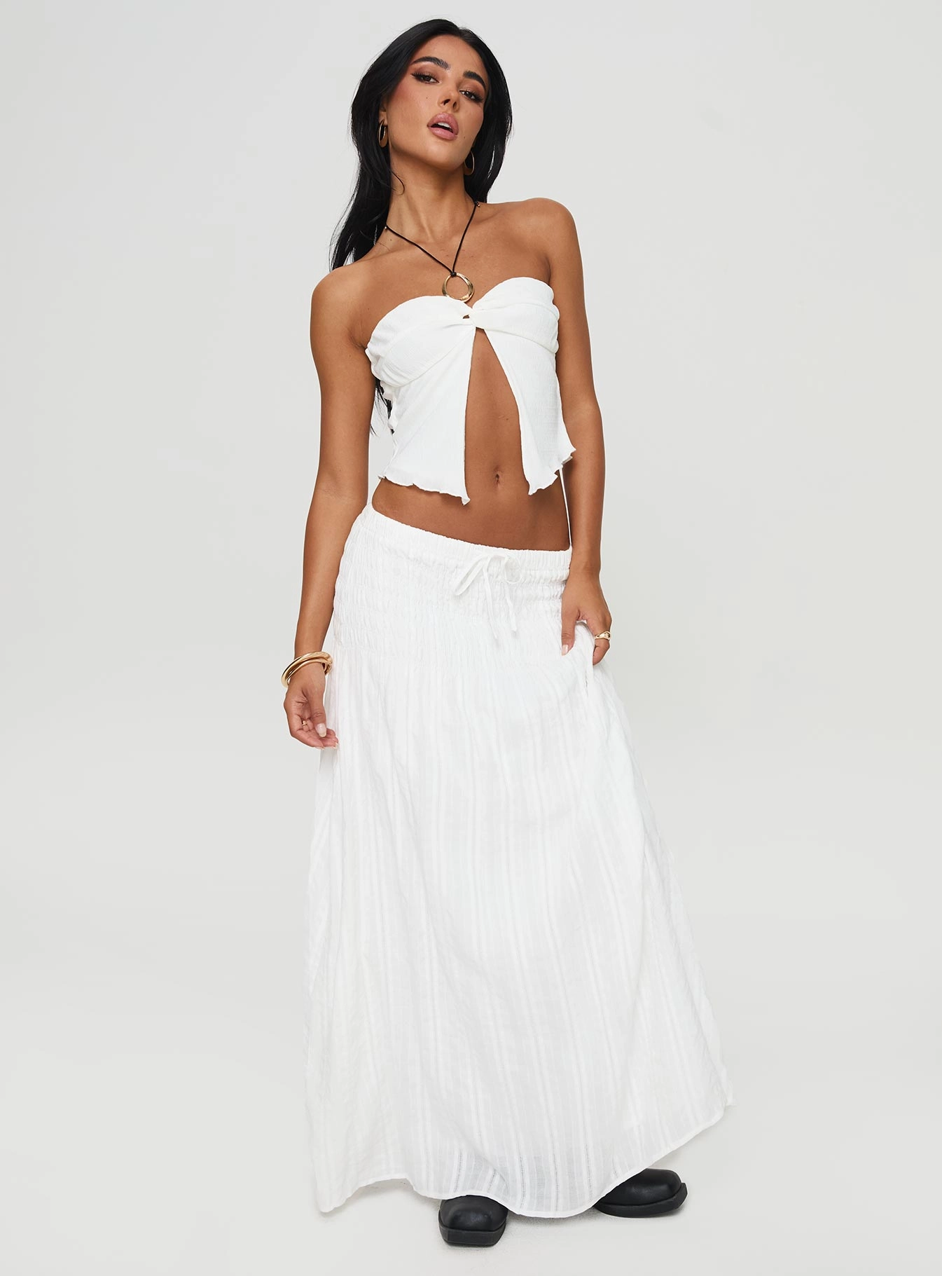 Carana Maxi Skirt White Slow Fashion