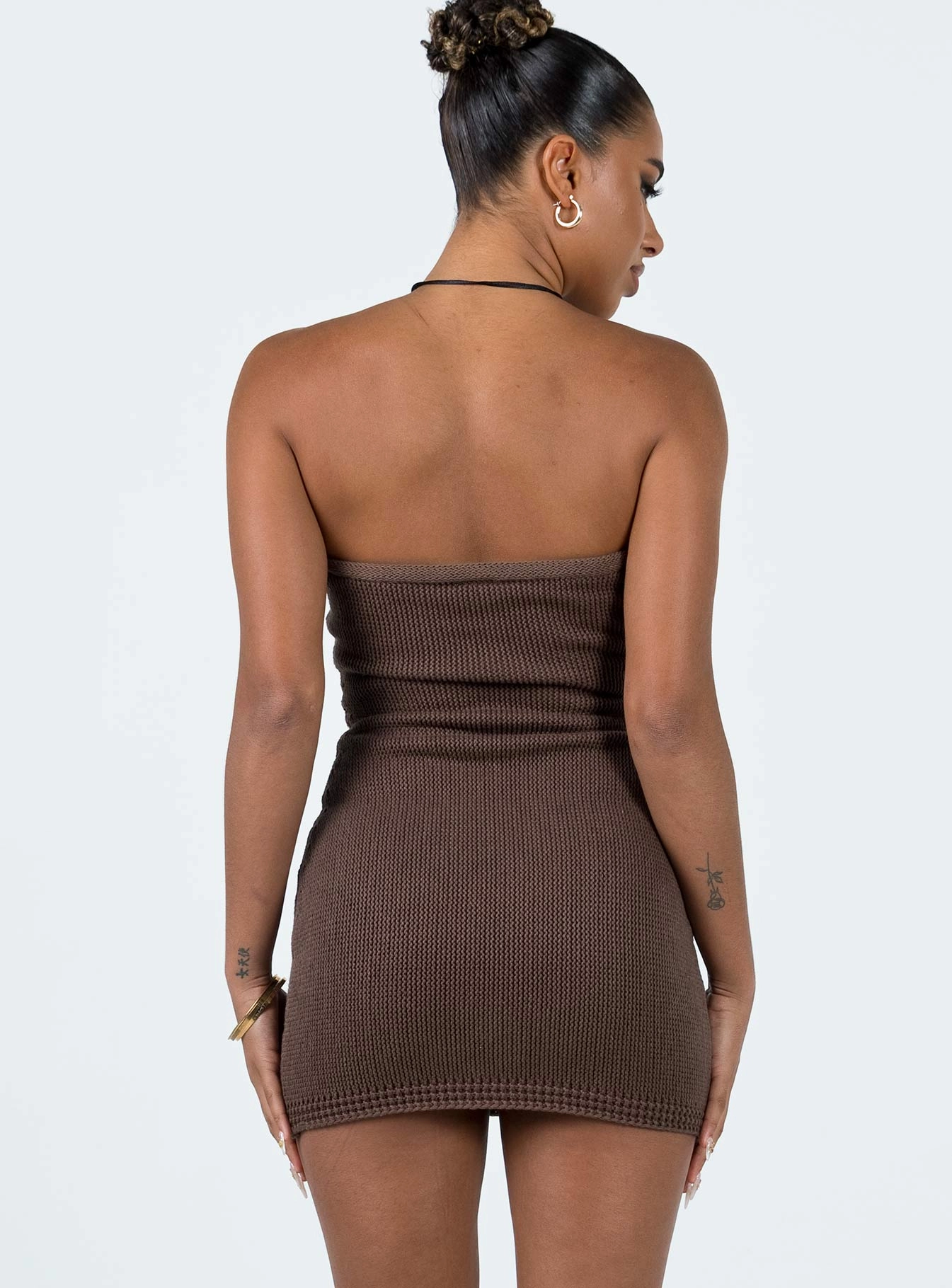 Flow Strapless Mini Dress Brown Wave Soft