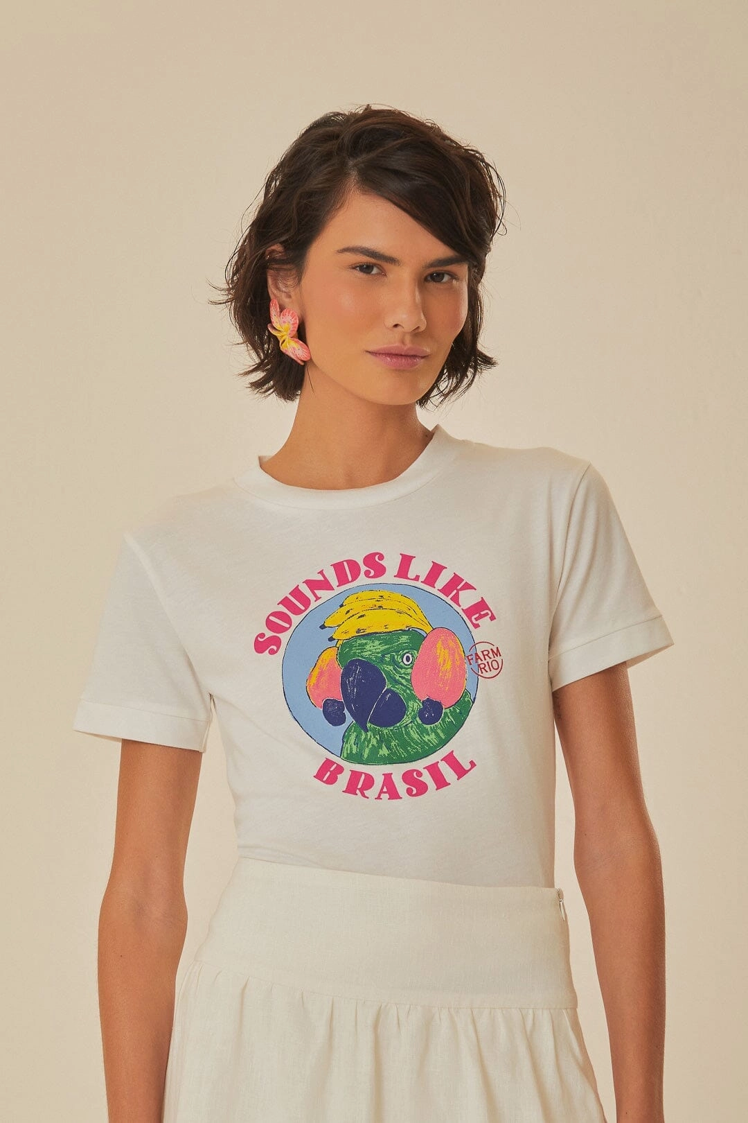 Fade Resistant Coating White Sounds Like Brasil Organic Cotton Baby T-Shirt