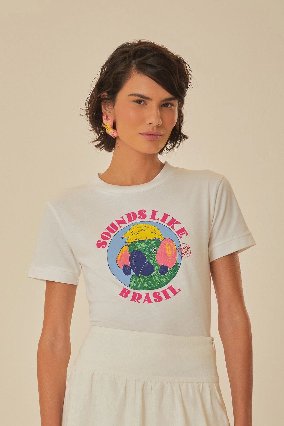 Self Fabric Tape Flexible Fit Design White Sounds Like Brasil Organic Cotton Baby T-Shirt