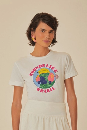 Fade Resistant Coating White Sounds Like Brasil Organic Cotton Baby T-Shirt