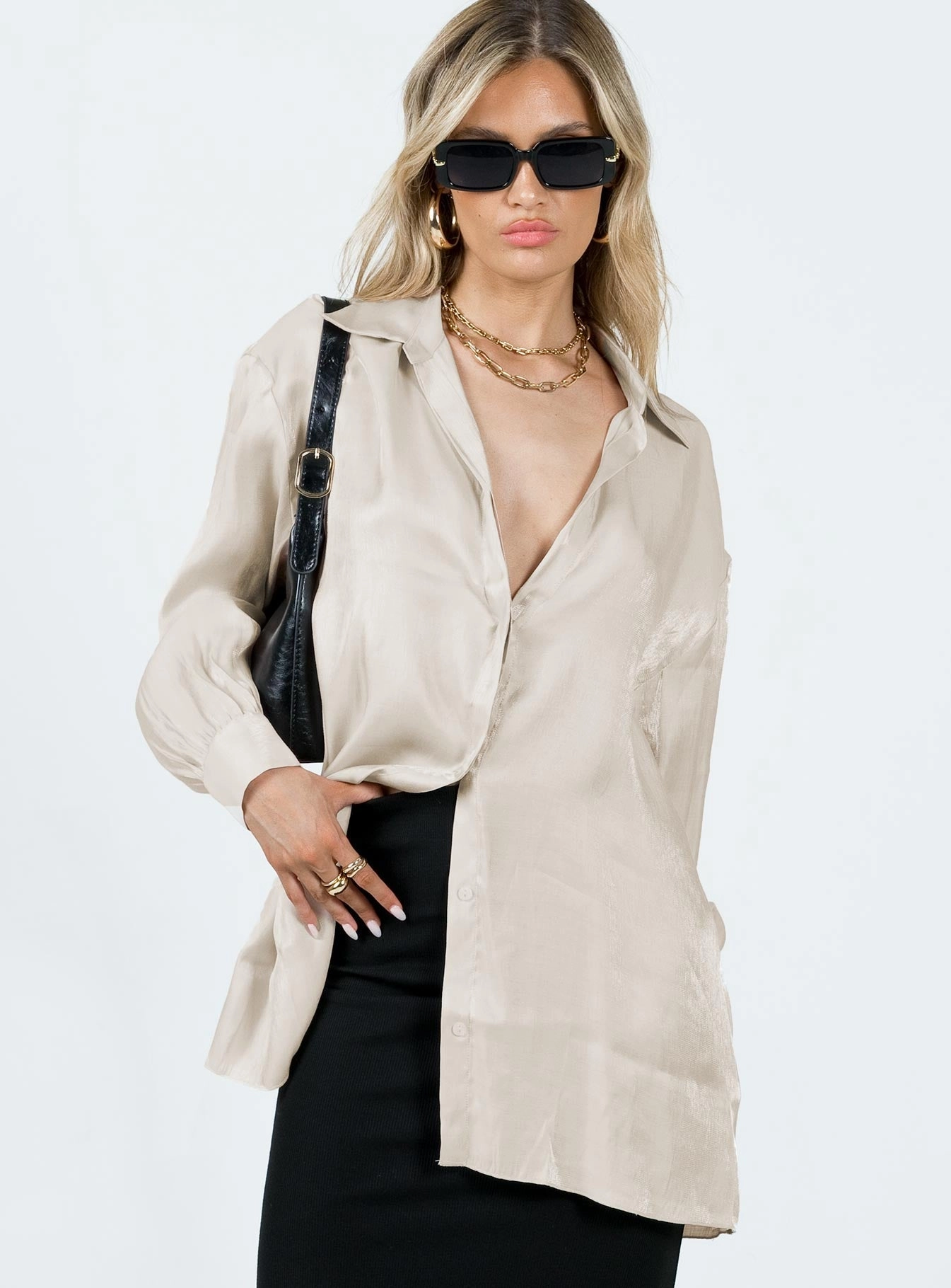 Flattering Design Beecham Shirt Dress Champagne