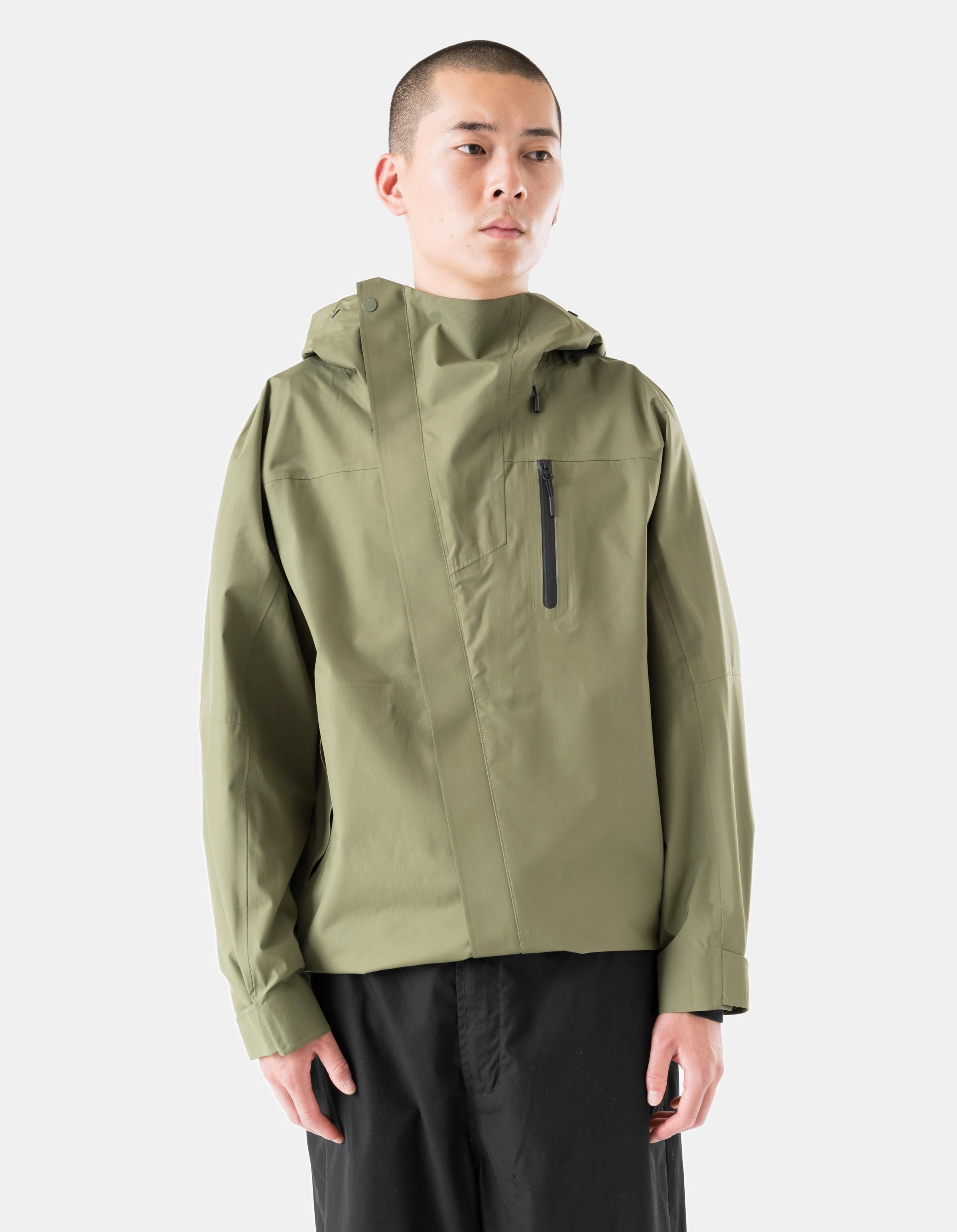 FadeResistant Print ErgonomicSleeveCut 7185 Waterproof 3L Asym Storm Parka Olive OG-107F