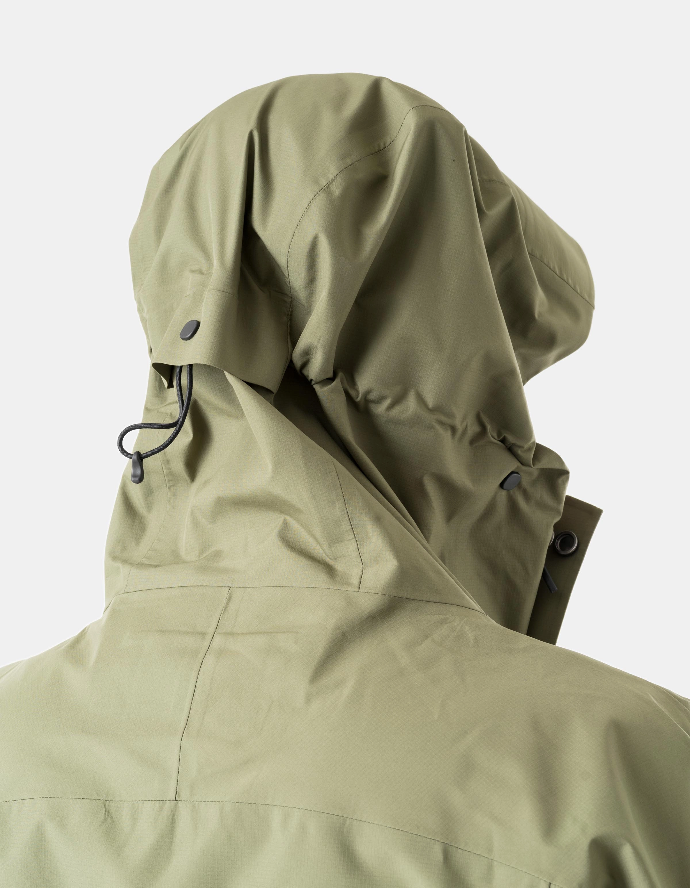 NoiseFreeFabric 7185 Waterproof 3L Asym Storm Parka Olive OG-107F