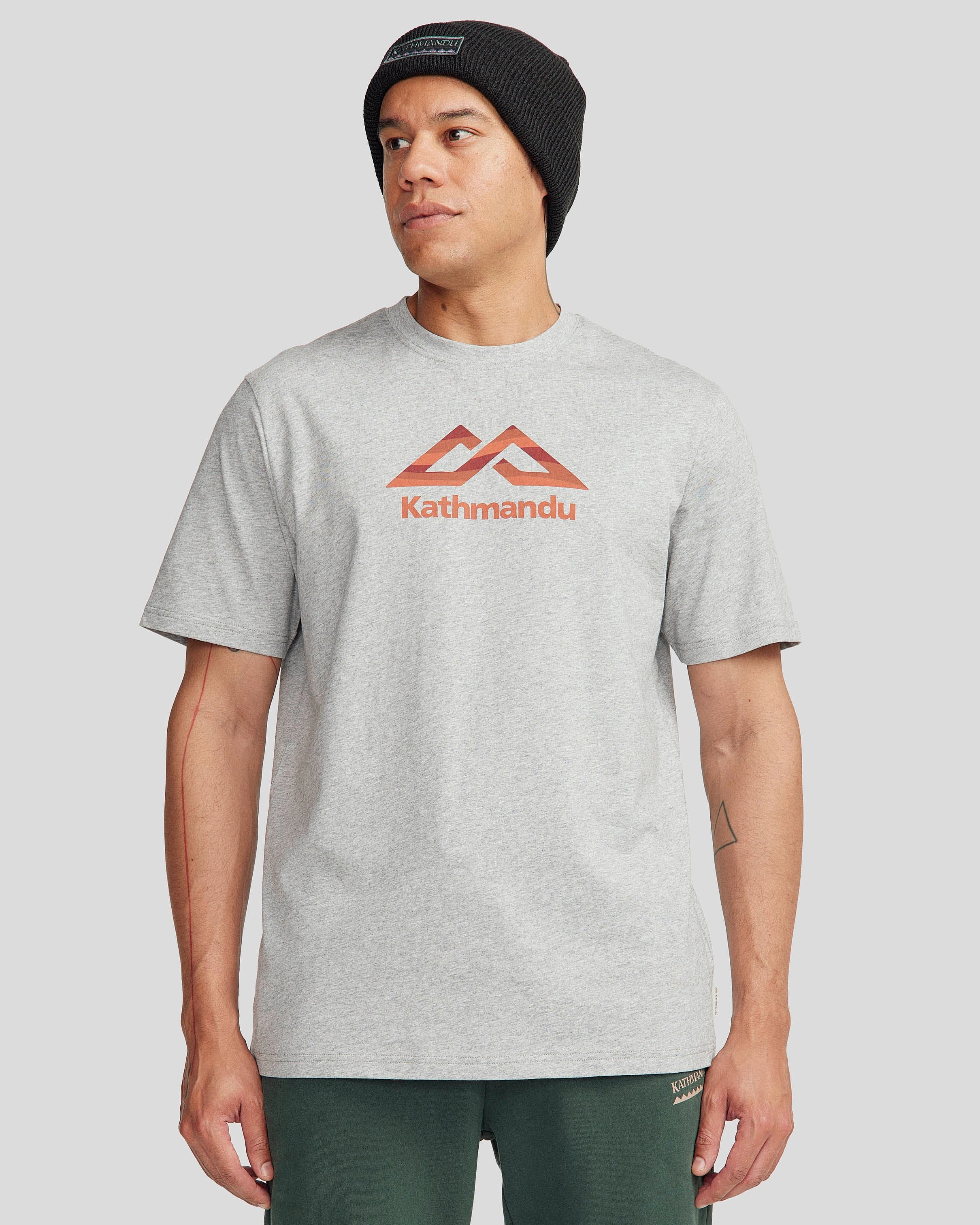 Versatile Comfort Wear funky Men's Logo Fill Organic T-shirt - Light Grey Marle