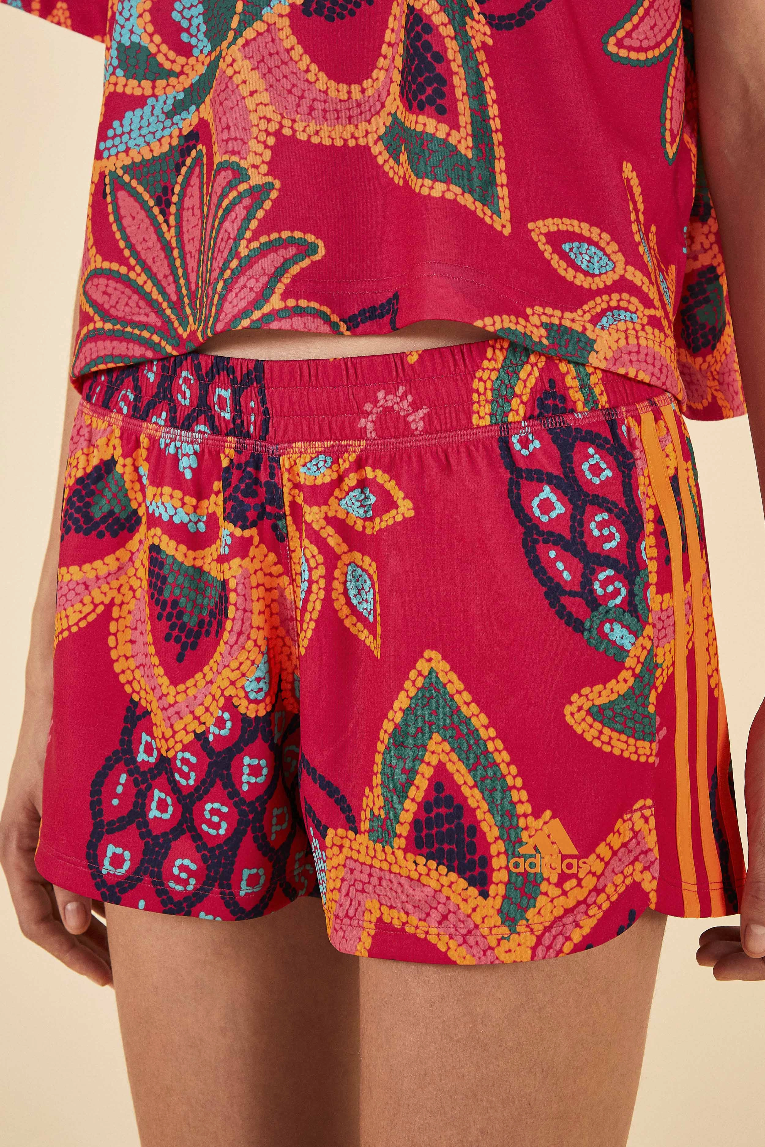 Athletic Shorts tropical style Adidas Farm Pacer Shorts Vivid Berry