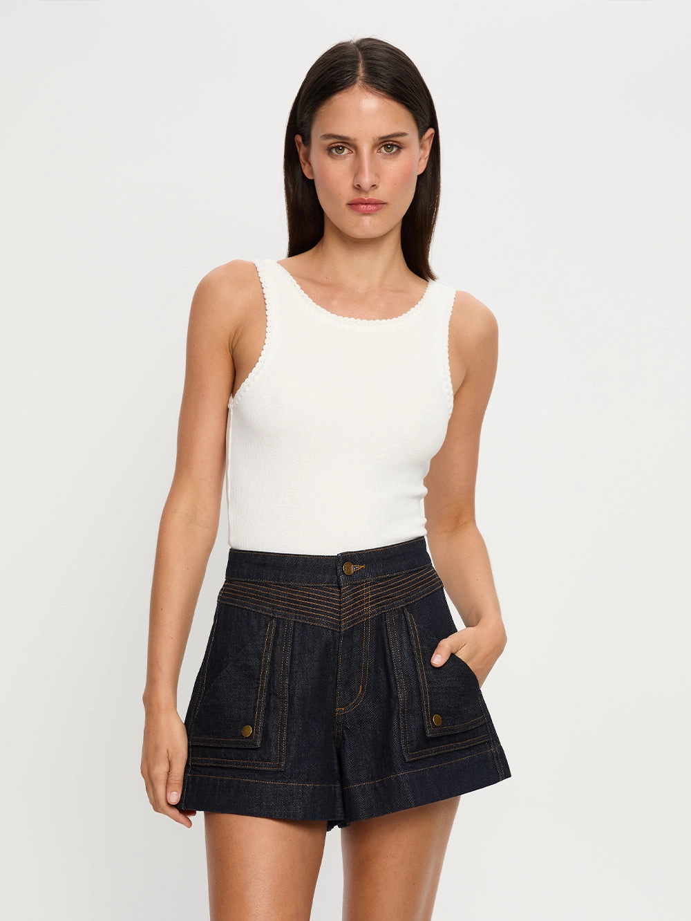 Slim Fit Style Celene Denim Short - Raw Indigo teen clothing