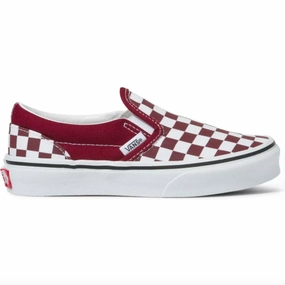 Shockproof Heel VANS Pomegranate/White Checkerboard Classic Slip-On Children's Sneaker