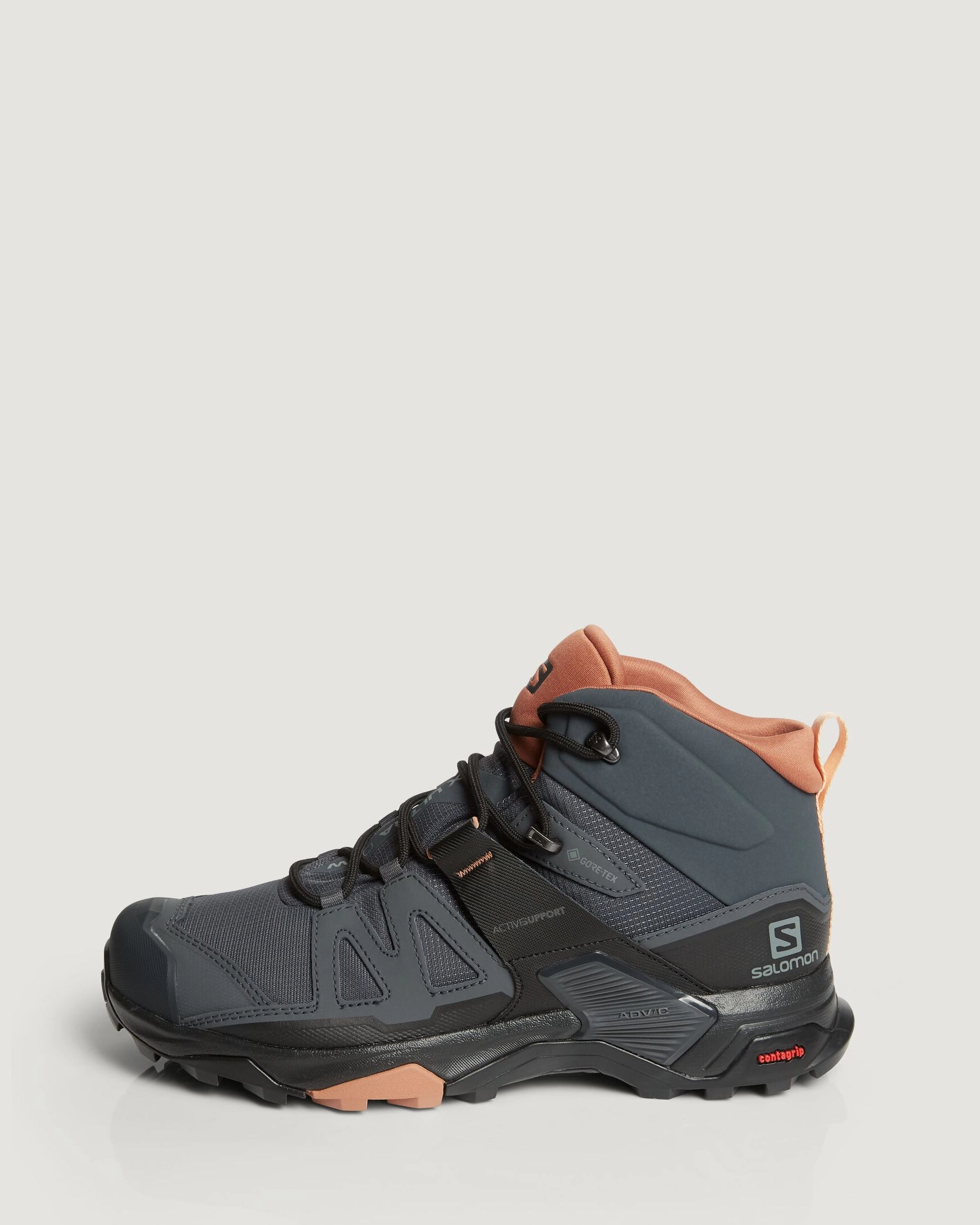 Responsive Synthetic Upper Women's Salomon X Ultra 4 GORE-TEX Mid Hiking Boots - Ebony/Mocha Mousse/Almond Cream