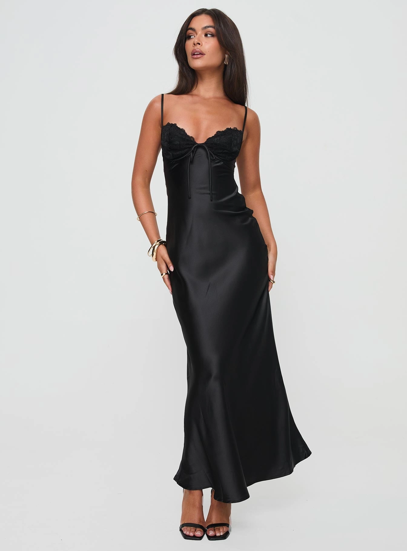 Event Favorite Shared Glow Fadyen Bias Cut Maxi Dress Black