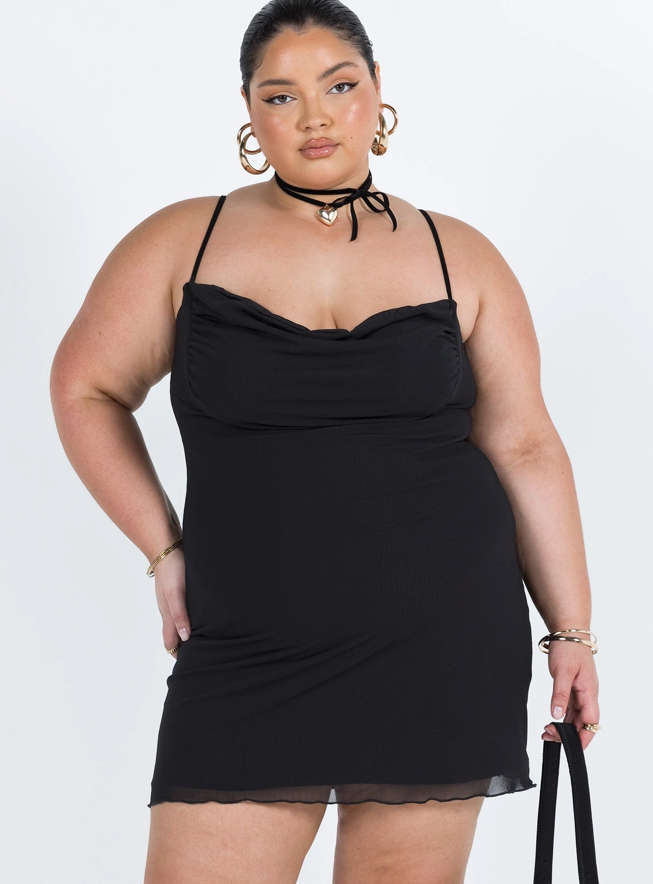 Subtle Edge slim cut Sugar Mini Dress Black Curve