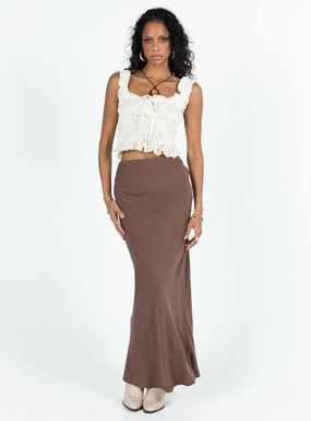 Geometric Print Jodie Maxi Skirt Brown