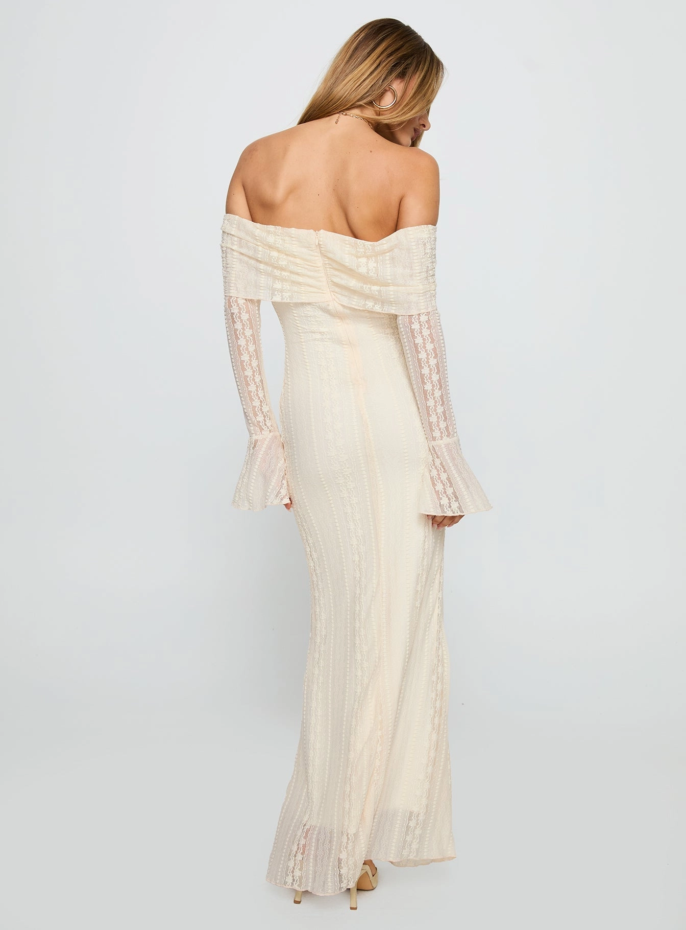Perdita Long Sleeve Lace Maxi Dress Cream Playful Twist