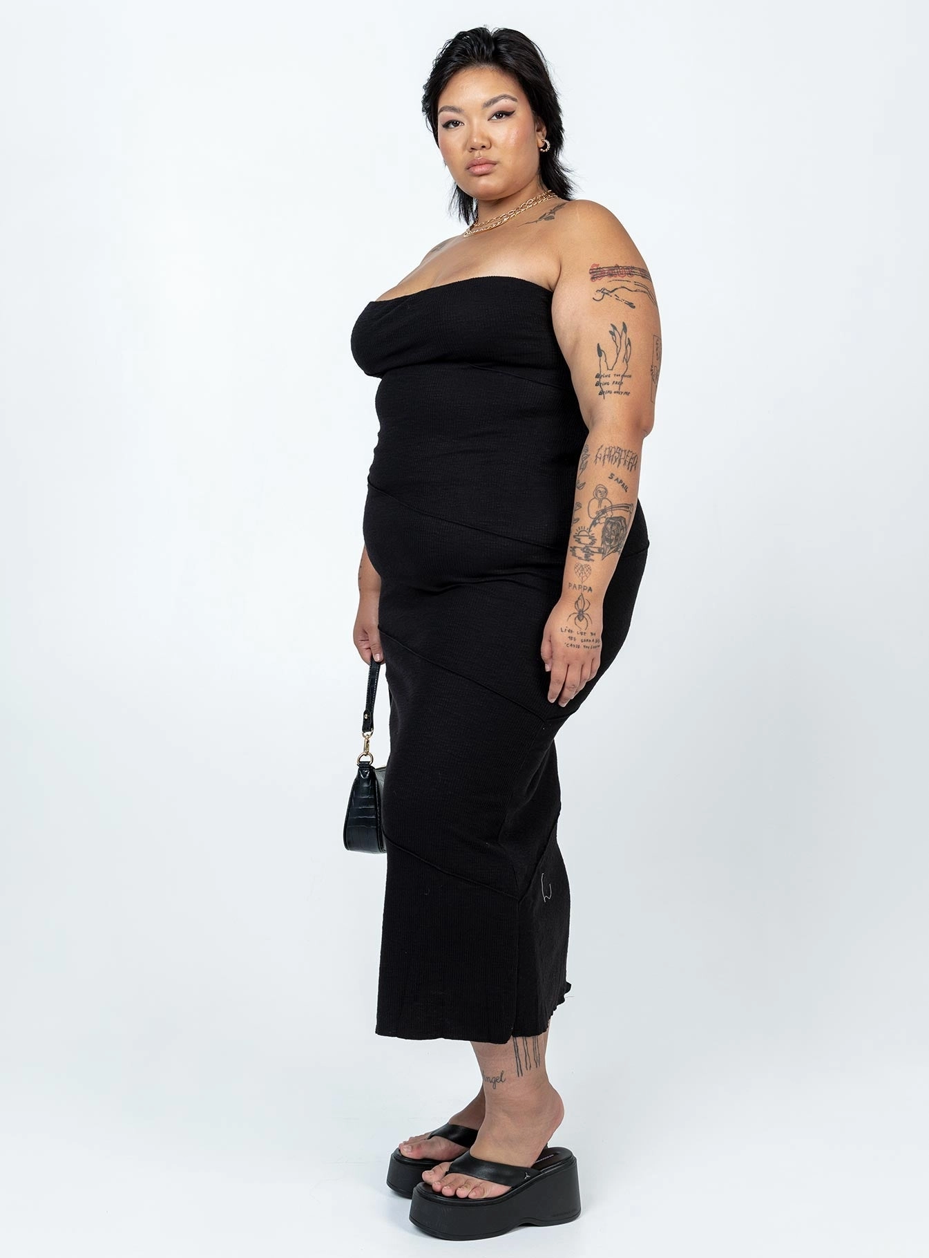 Oscar Midi Dress Black Curve Street Flex Layered Comfort