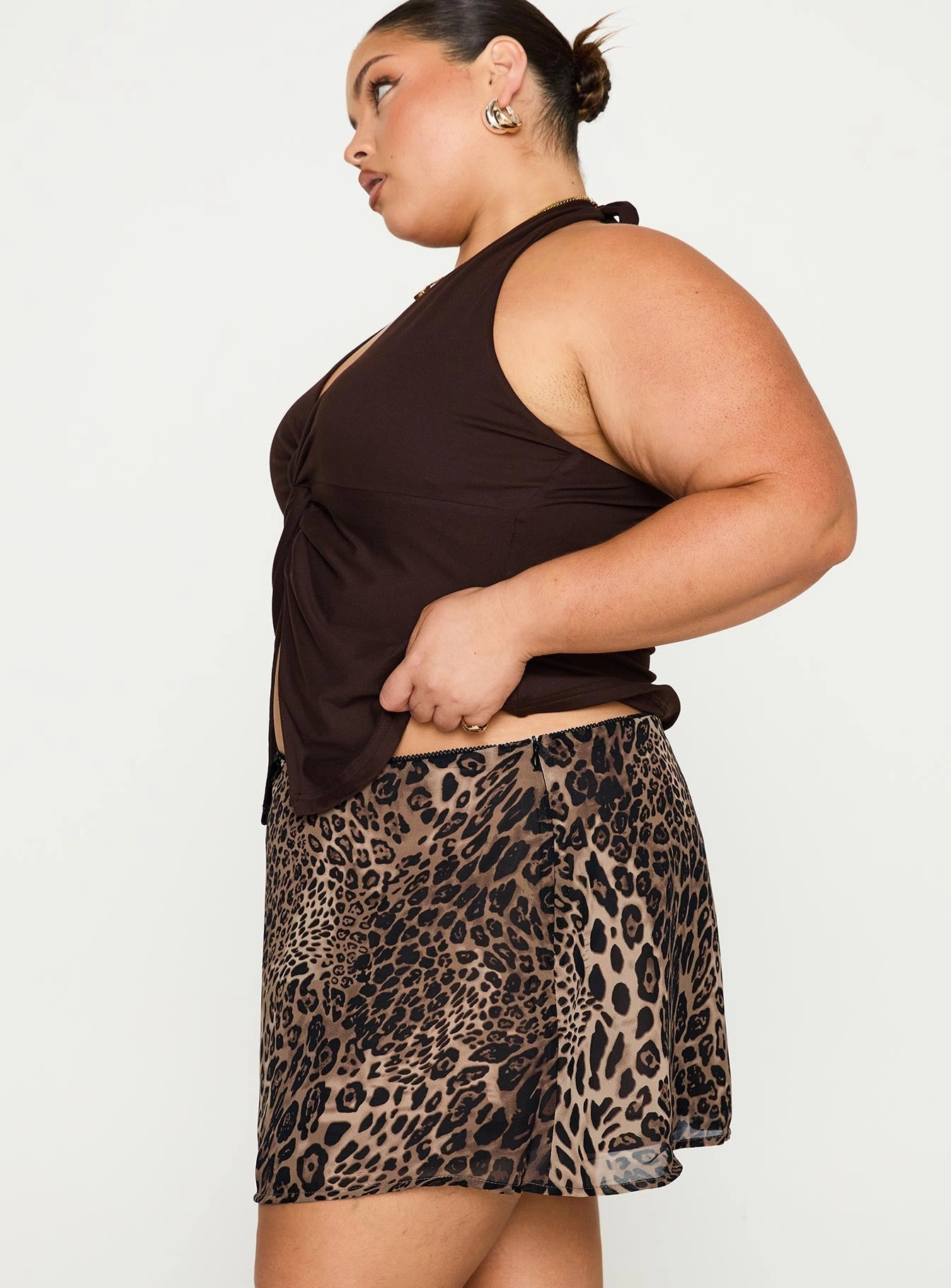 Style Vibes Tejano Mini Skirt Leopard Curve