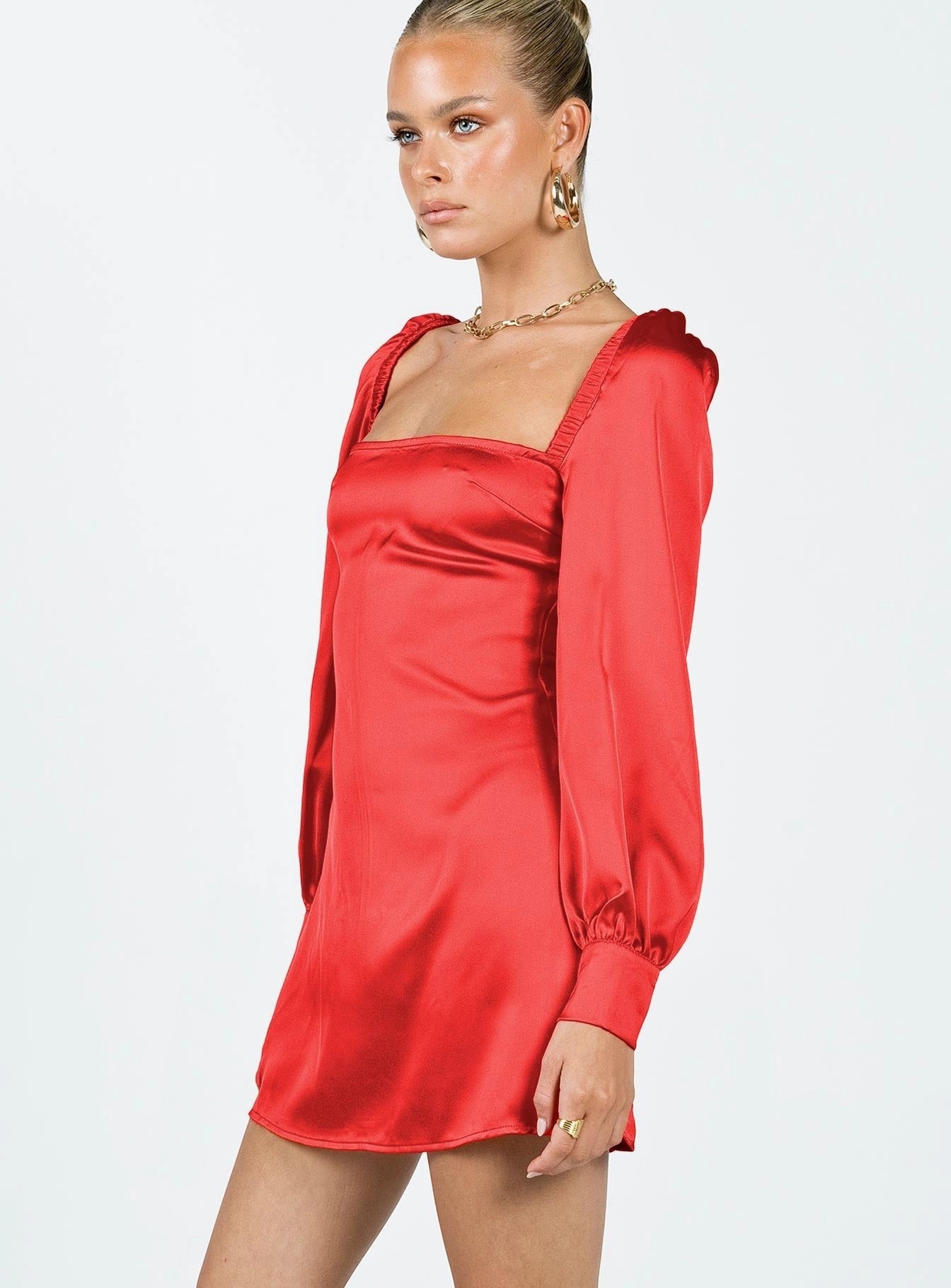 Practical work-to-play piece Cottee Satin Mini Dress Red