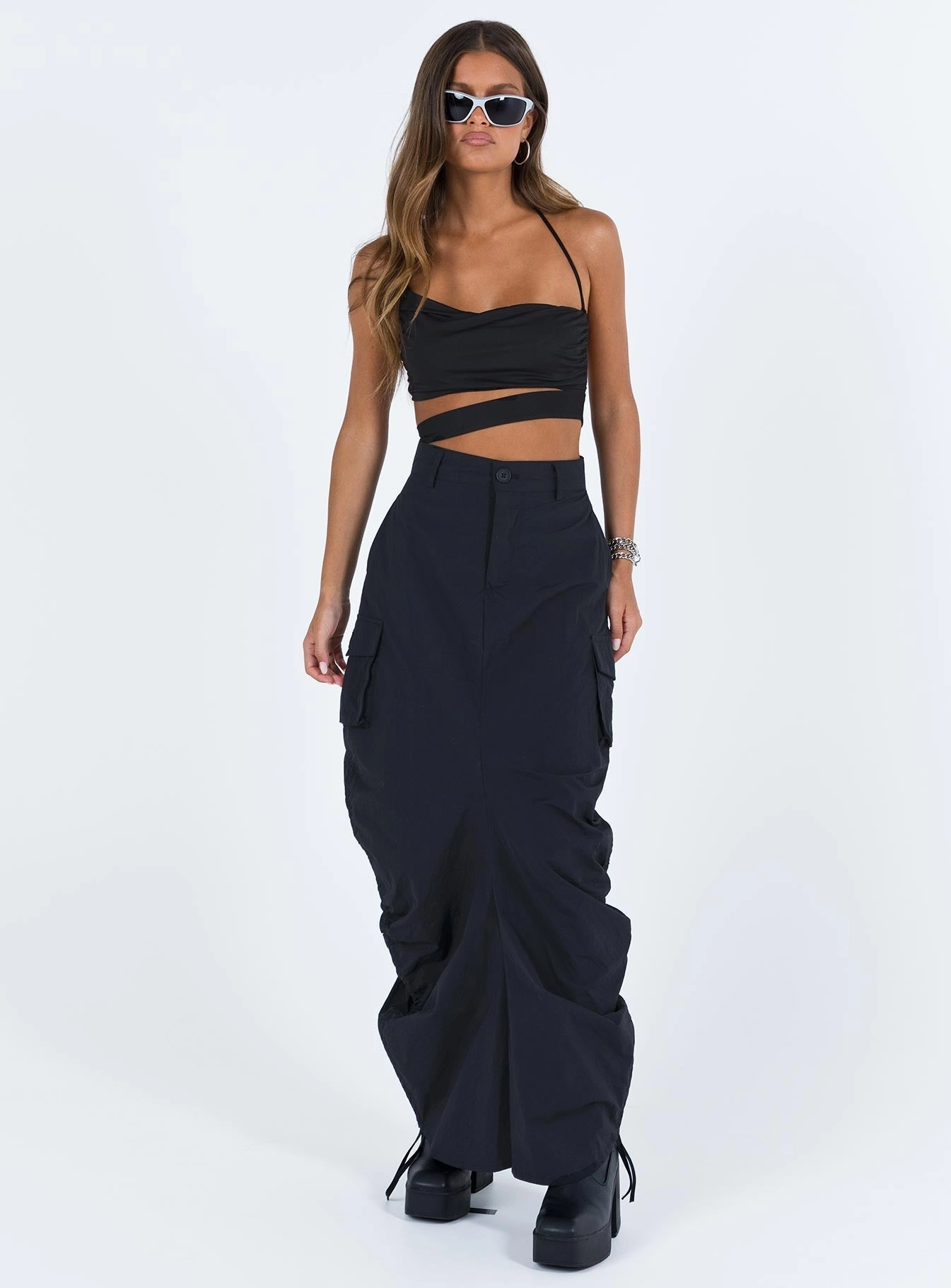 Baird Cargo Maxi Skirt Black All Season Polished Style