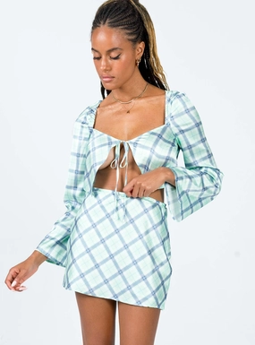 Adjustable Hem Sheena Set Green Check