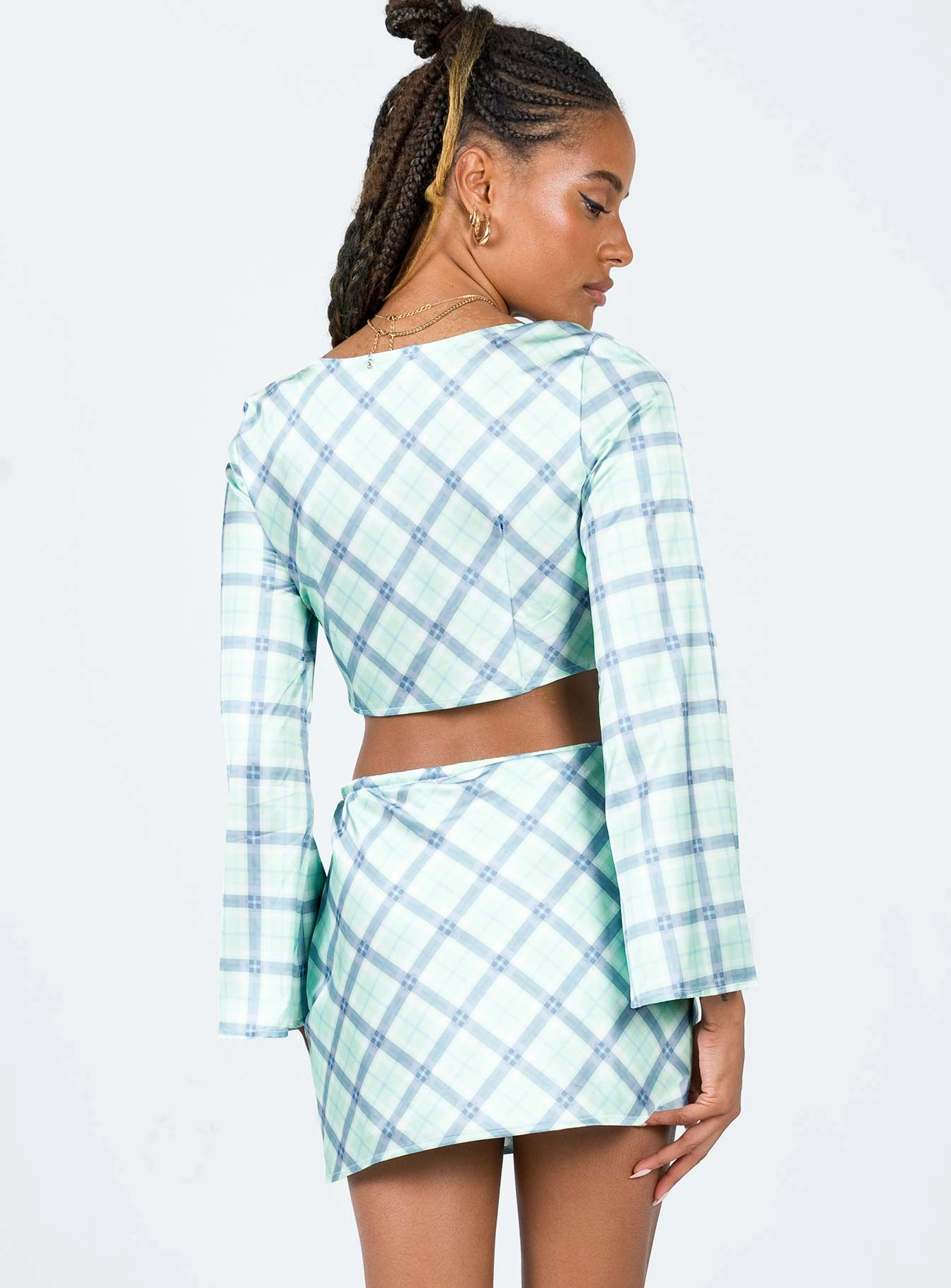 Seamless construction Sheena Set Green Check