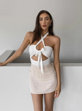 Selby Mini Skirt Oatmeal Lower Impact Soft Texture