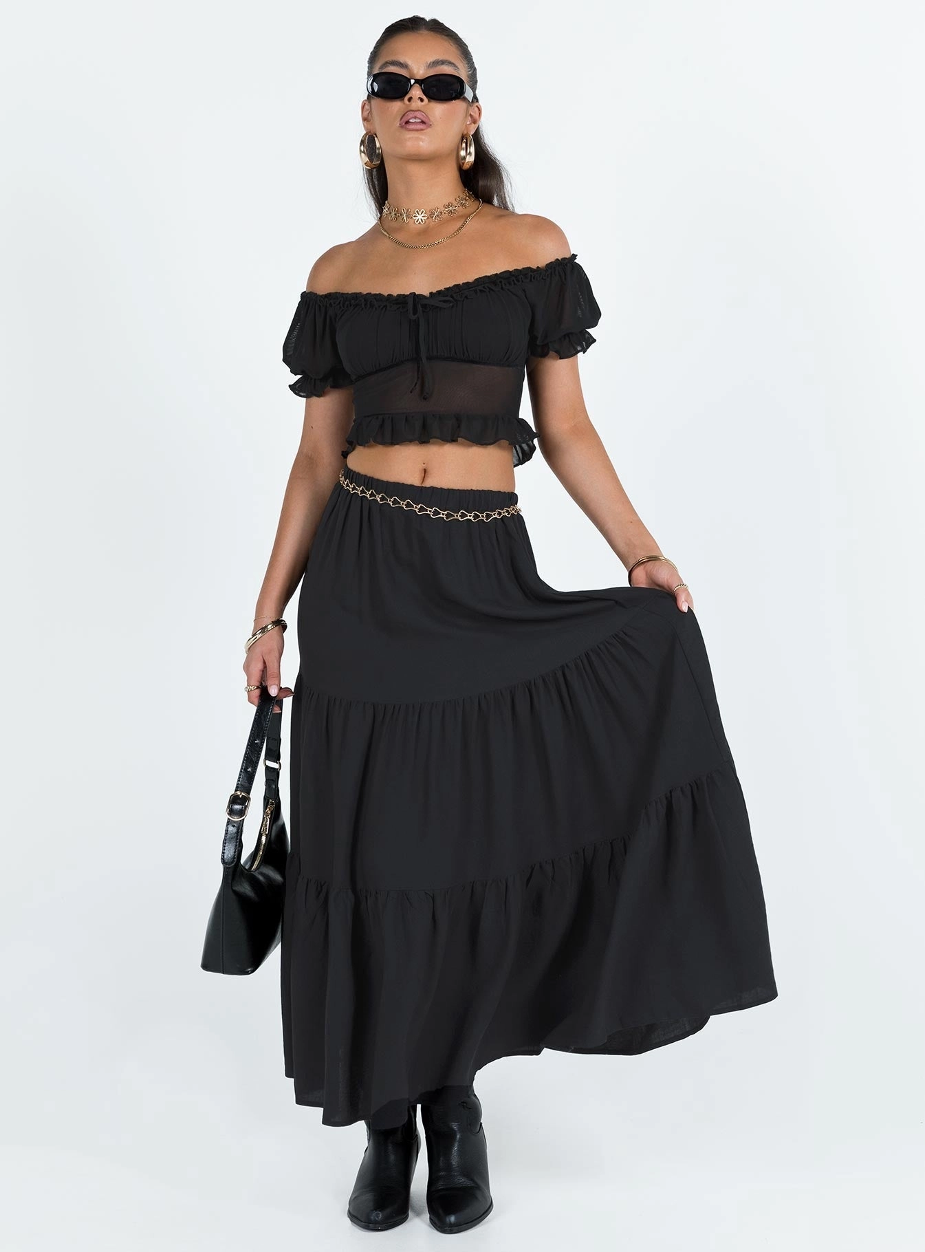 Stylish Vibe Hale Midi Skirt Black