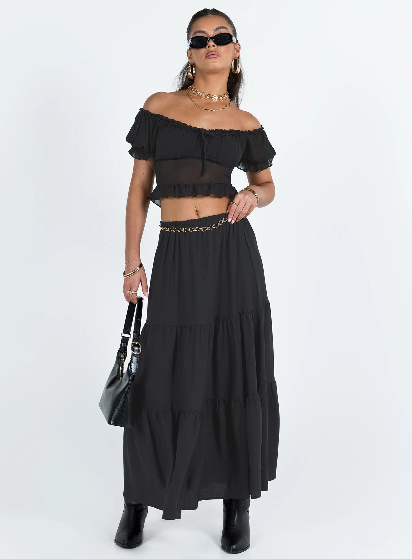 Hale Midi Skirt Black Outfit Focused