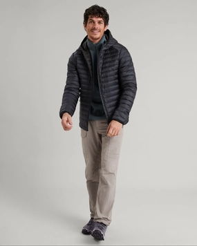 Cotton Twill anti slip grip Men's Heli R Hooded Down Jacket - Black Stingray