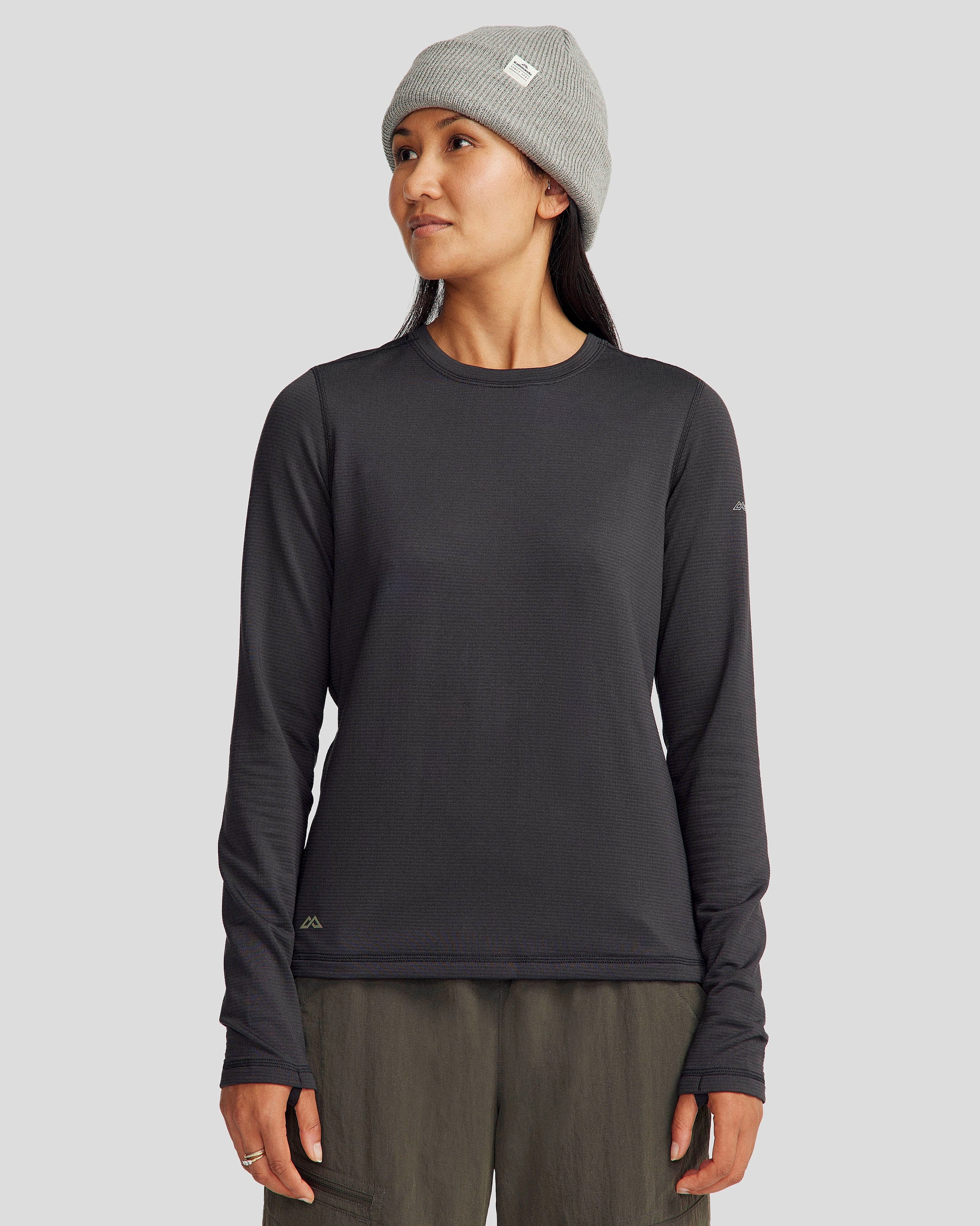 Odor Resistant Fabric Warm and Snuggly Women's Seeker Fleece Long Sleeve Top - Black Stingray
