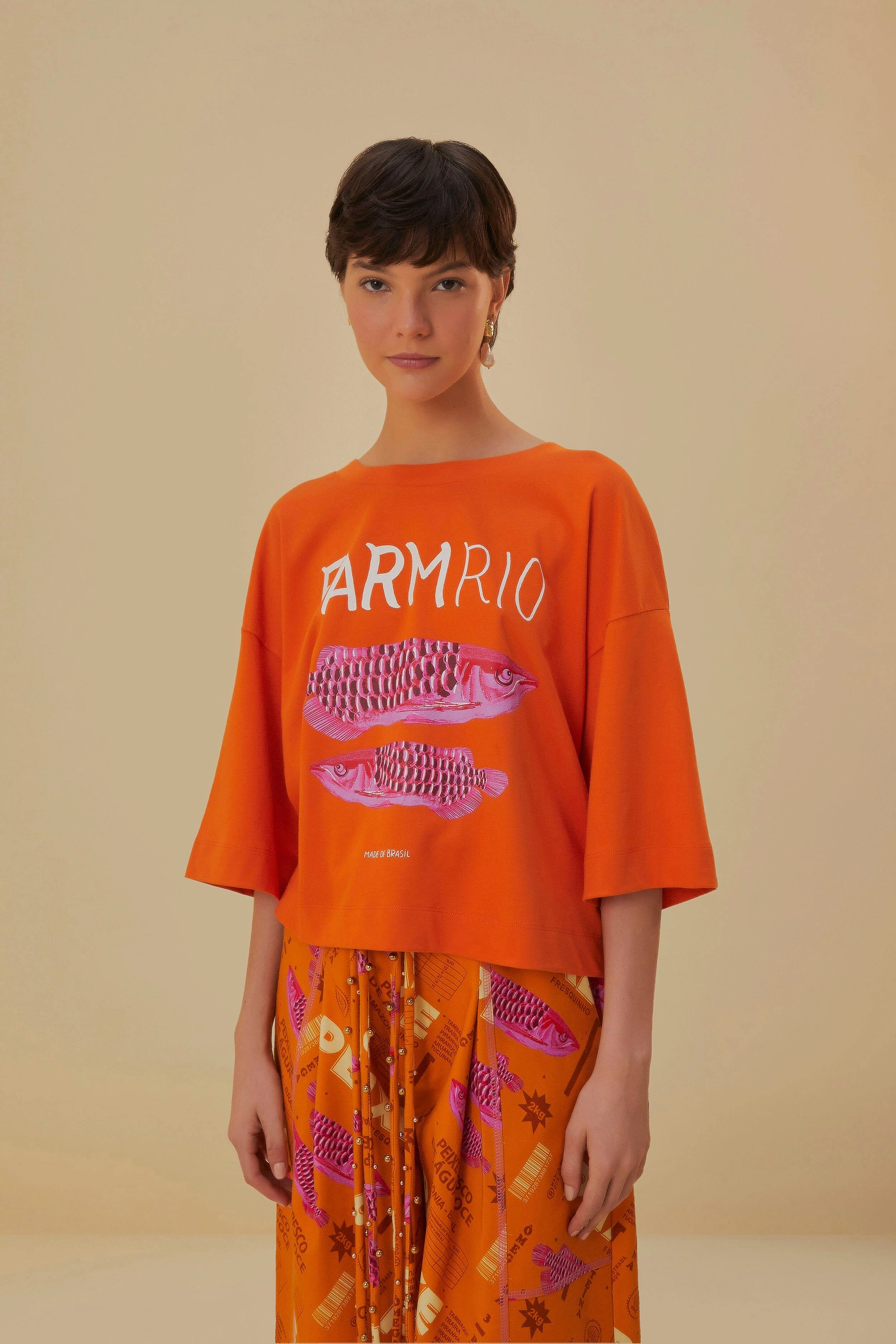 Low Profile Silhouette Orange Farm Rio Organic Cotton T-Shirt