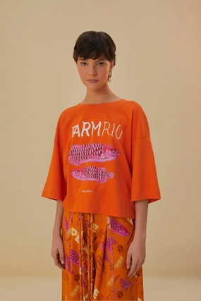 Low Profile Silhouette Orange Farm Rio Organic Cotton T-Shirt