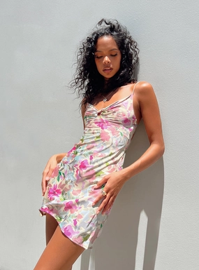 Marilyn Mini Dress Floral Multi Wrap-Style Soft touch evening dress