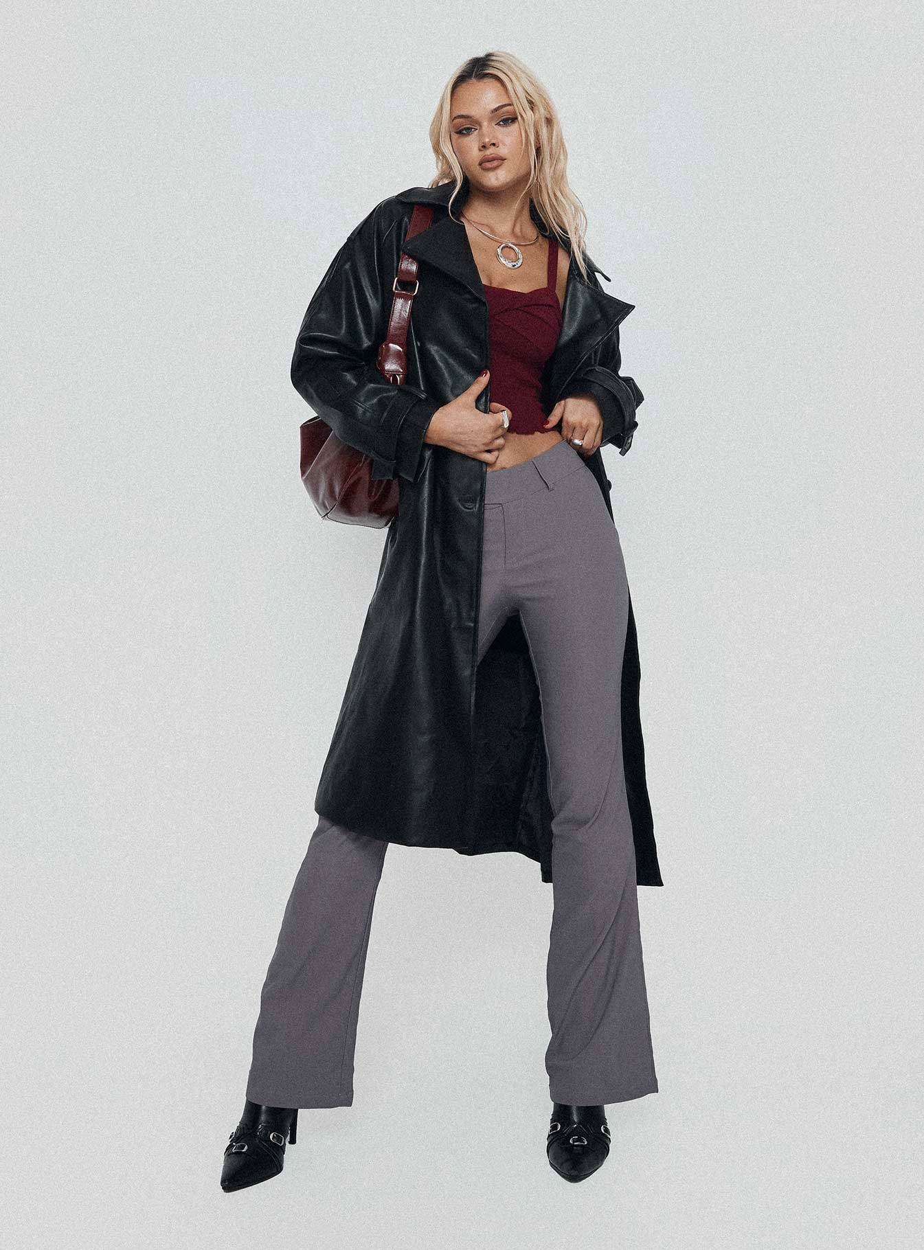 Kinkirk Flared Pants Grey Modern Fit Stay Dry