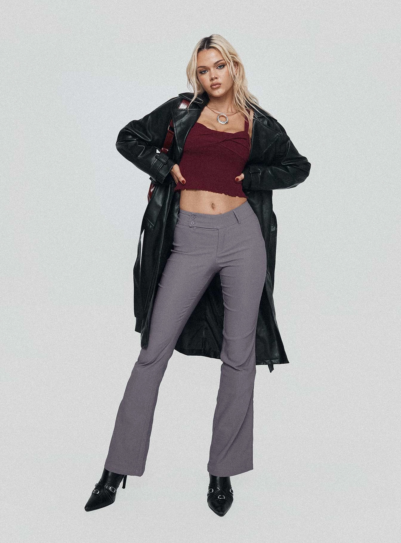 Fashion Stretch Kinkirk Flared Pants Grey