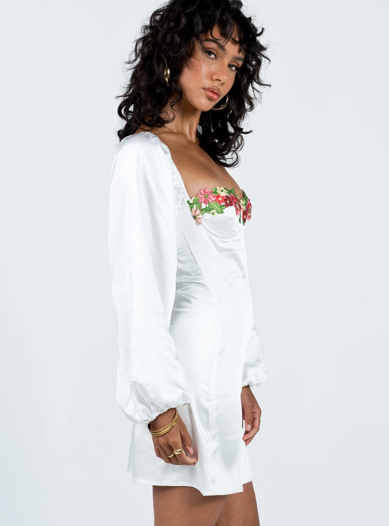 Kenzie Long Sleeve Mini Dress White Brunch Glow