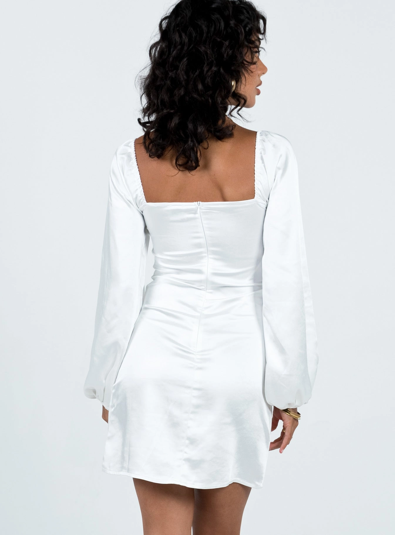 Kenzie Long Sleeve Mini Dress White Euro Touch Calm Touch