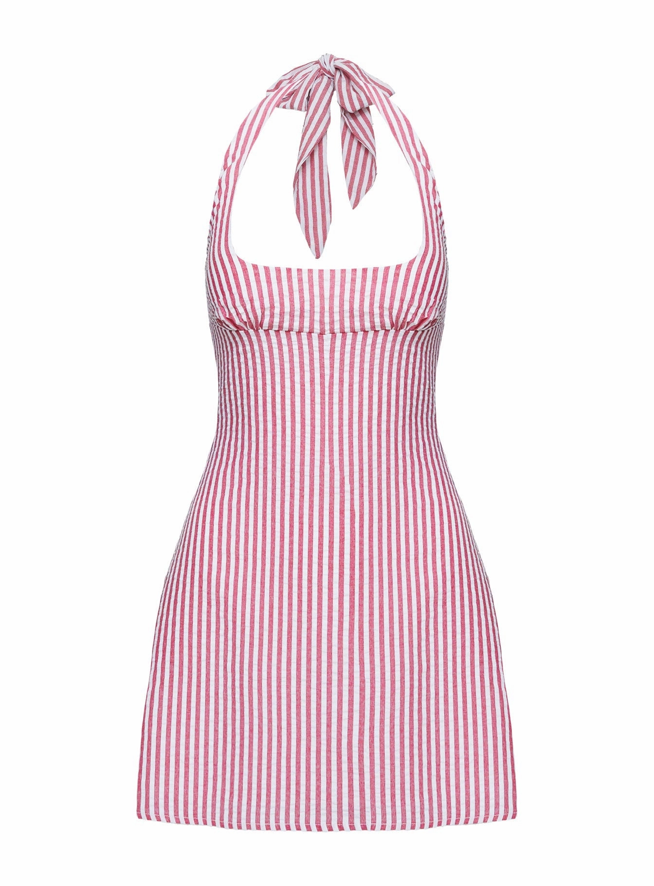 Day Ready Look Lightweight Comfort Kalico Halter Mini Dress Red / White Stripe