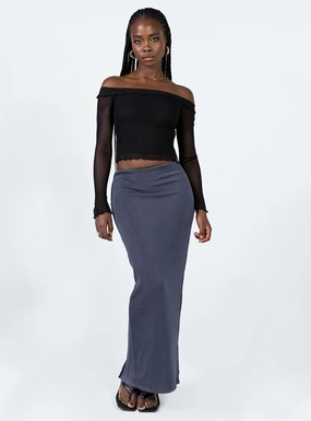 High Density Weave Bold Mood Salte Maxi Skirt Slate