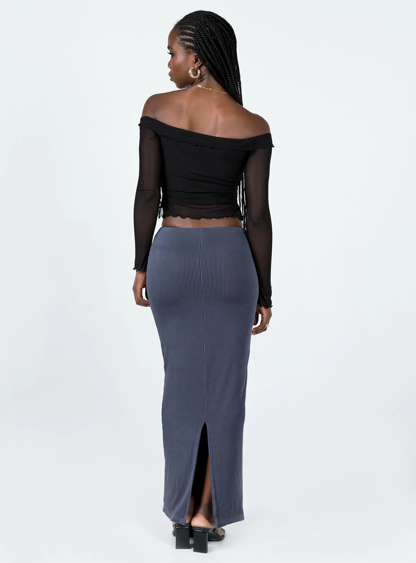 Embossed Detail Blogger Favorite Salte Maxi Skirt Slate