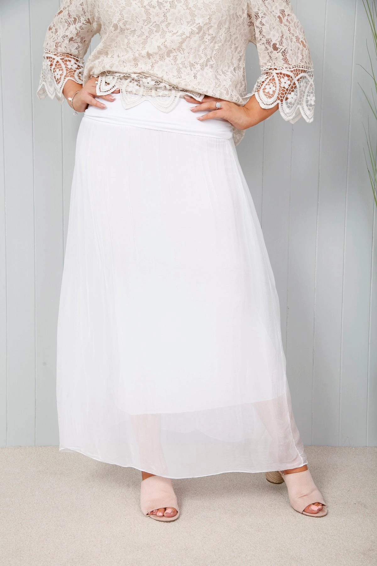 Silk Skirt White Ombre effect