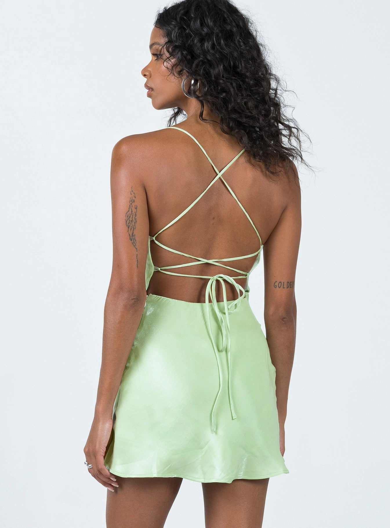 Open-back Chic and Cozy Wear Celena Mini Dress Green