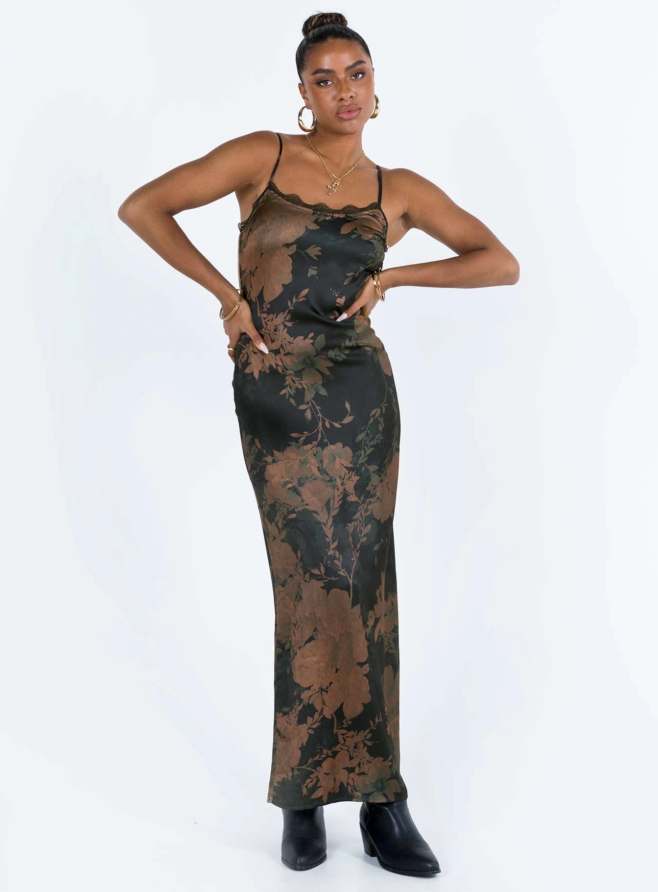 Elegant Everyday Charlow Maxi Dress Black / Brown