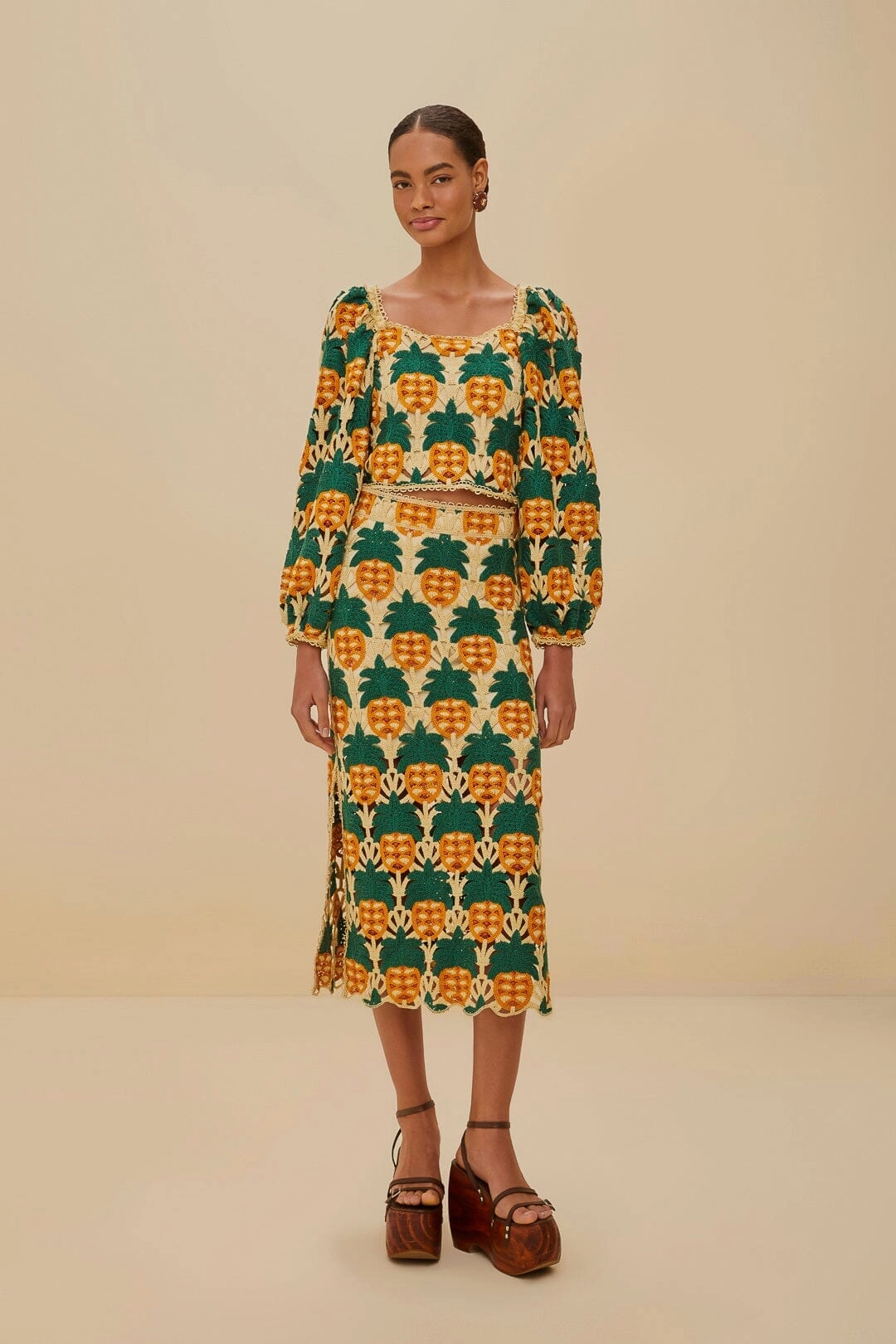 Sand Pineapple Crochet Skirt Bold Finish